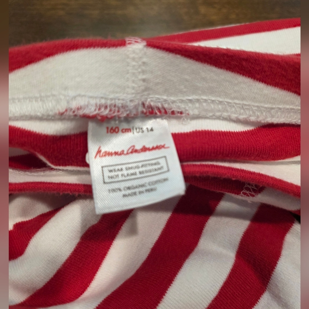 Hanna Andersson Red/White/Green Striped Pajama Set 14 - Picture 6 of 7